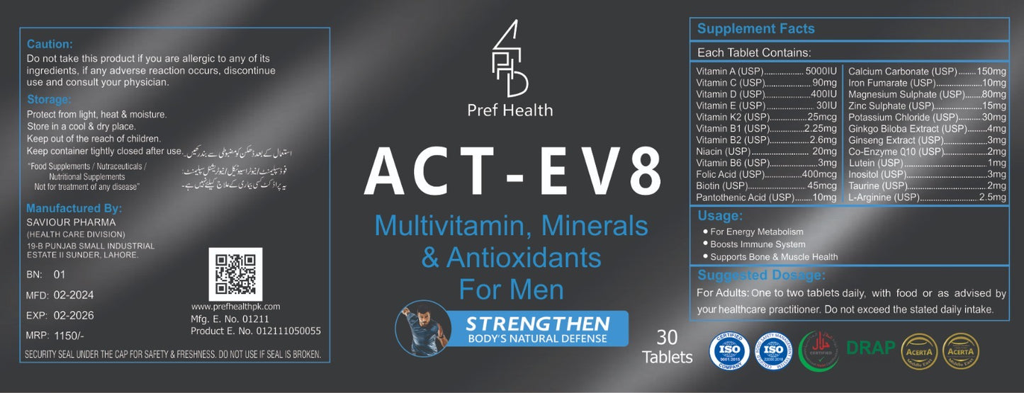 ACT-EV8 MULTIVITAMIN FOR MEN (30 Tablets)