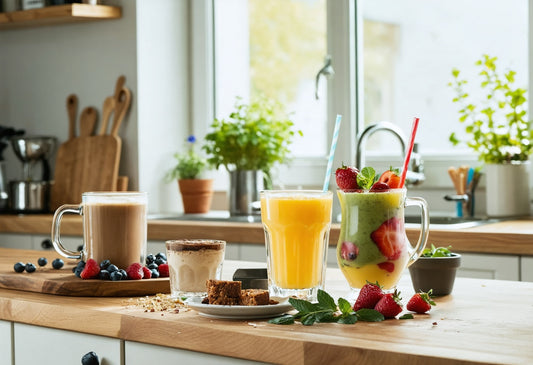 Collagen-infused smoothies and drinks with fresh fruit to support your daily wellness and active lifestyle